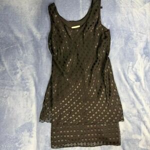Vintage s.l fashions Black sheer mesh top with cut out design women dress size12
